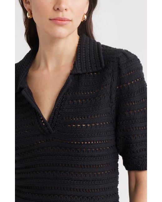 Caslon Black Mixed Stitch Polo Sweater