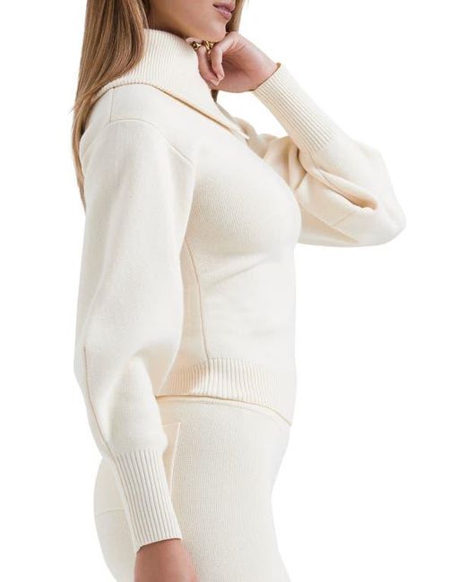 House Of Cb White Adelita Split Cowl Neck Sweater