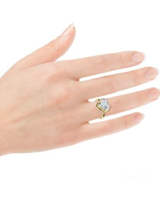 Bliss Diamond Metallic Certified 2 1/2Ct Heart Diamond Button Engagement Ring 14K Or Pt Lab Grown