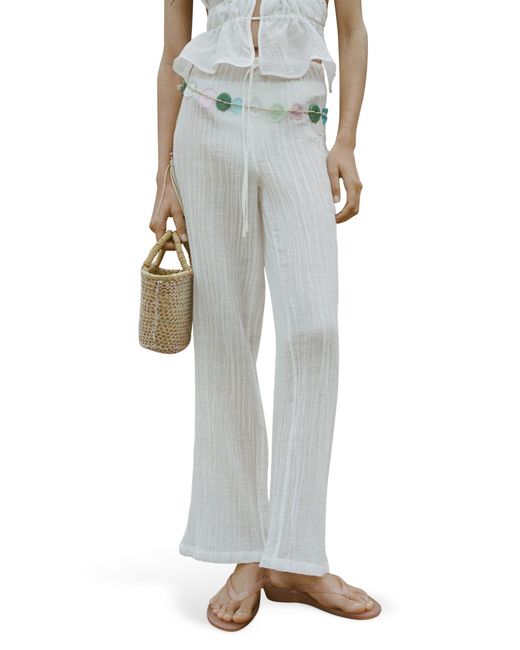 Mango Gray Satin Drawstring Wide Leg Pants