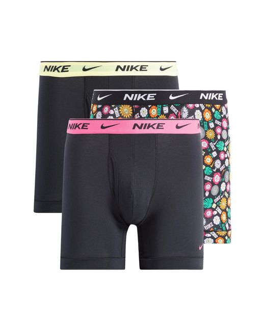 Nike Gray Dri-fit Essential Assorted 3-pack Stretch Cotton Boxer Briefs for men