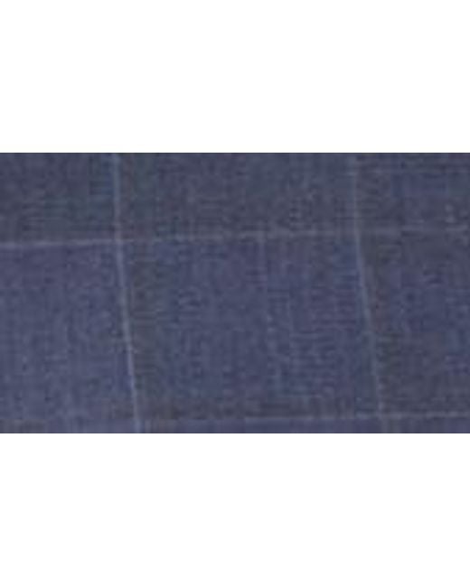 Peter Millar Blue Windowpane Check Tailored Fit Wool Suit for men