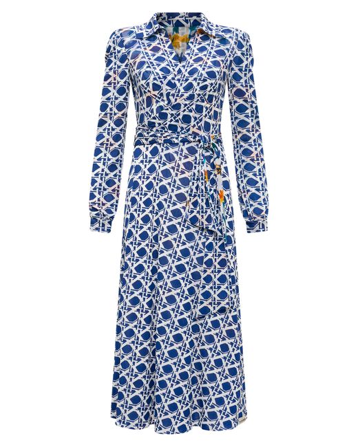 Diane von Furstenberg Blue Phoenix Reversible Midi Wrap Dress