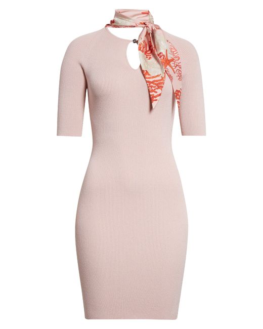 Versace Pink Holiday Twilly Cutout Rib Dress