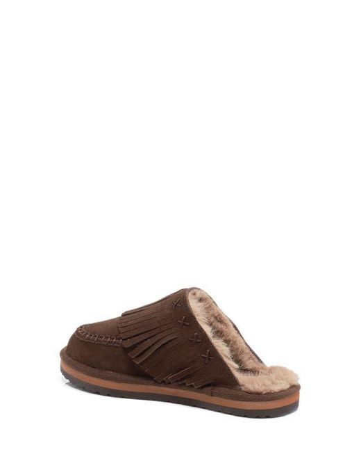 Free People Brown Fallon Fringe Faux Fur Mule Slipper