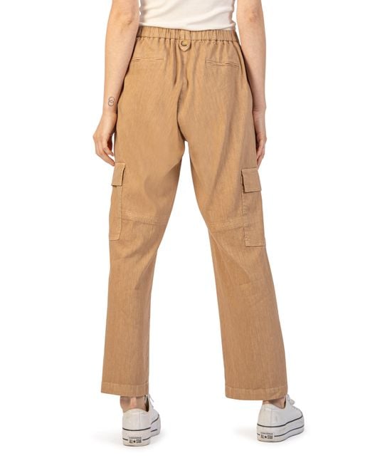 Kut From The Kloth Natural Sienna Linen Cargo Crop Drawstring Pants