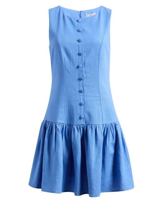 Wayf Blue Martini Linen Blend Minidress