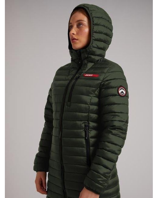 Jacket Green Satell1Te Longline Hooded Jacket