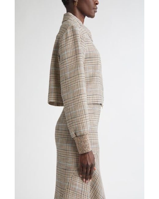 St. John Natural Prince Of Wales Plaid Crop Jacket