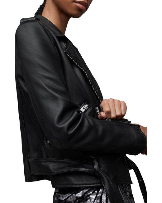 AllSaints Black Balfern Leather Biker Jacket