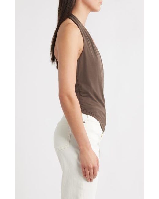 Mango Brown Toucan Wrap Halter Top