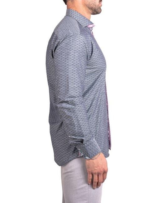 Maceoo Blue Einstein Ascension0038 Geo Print Cotton Button-Up Shirt for men