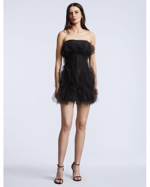 BCBGMAXAZRIA Black Solid Cascade Mini Dress