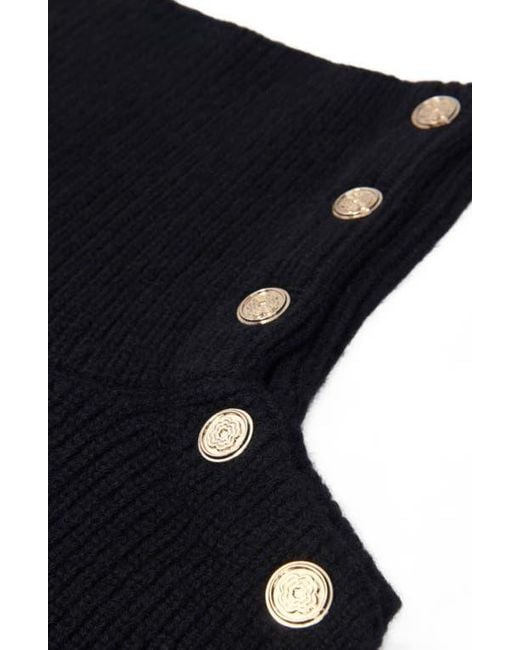 Maje Blue Button-Up Wool Mix Collar Wrap