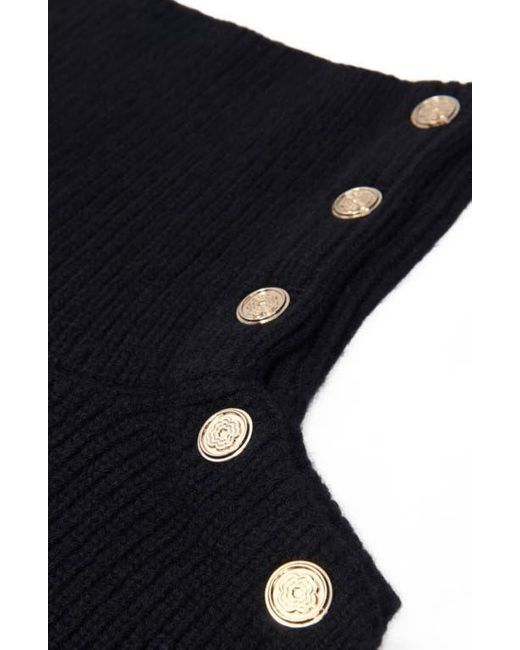 Maje Blue Button-Up Wool Mix Collar Wrap