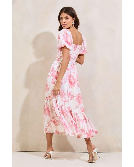 White Floral Midi Dress Buy Lipsy White Floral Printed Chiffon Flutter  Sleeve Woven Midi Dress From
