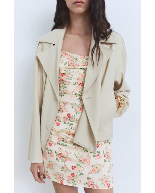 Mango Natural Pleated Strapless Minidress