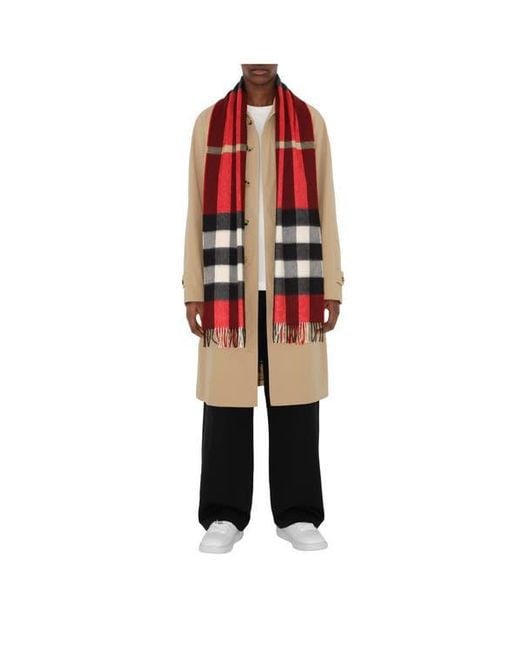 Burberry Red Check Cashmere Scarf