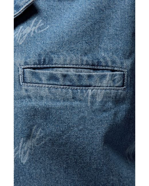 Nike Blue Short Sleeve Denim Button-up Shirt
