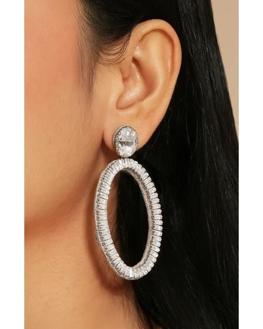 Deepa Gurnani Metallic Eaton Crystal Embellished Drop Earrings