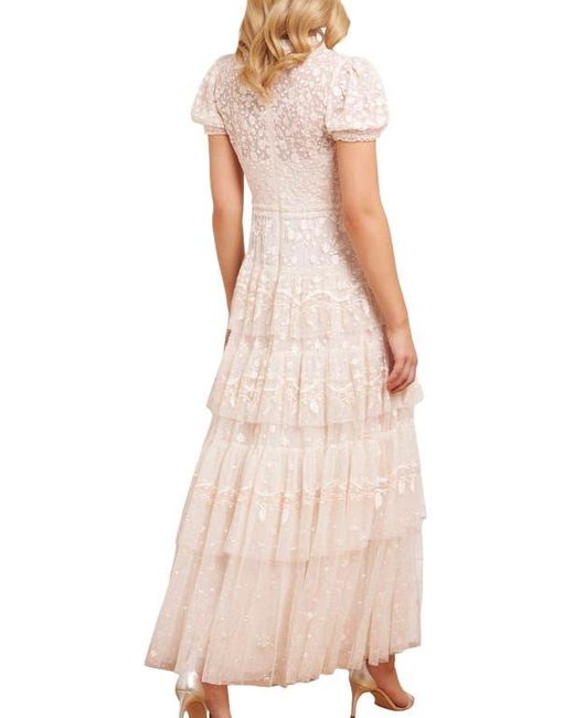 Needle & Thread Pink Layered Lace Ankle Gown