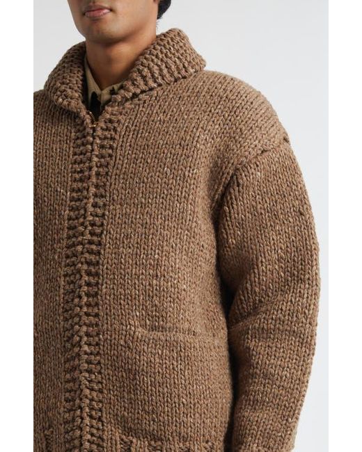 Visvim Hand Knit Full Zip Wool & Cashmere Cardigan in Brown for
