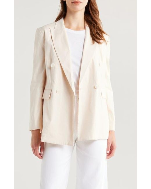 Rag & Bone White Emile Double Breasted Linen Blend Blazer