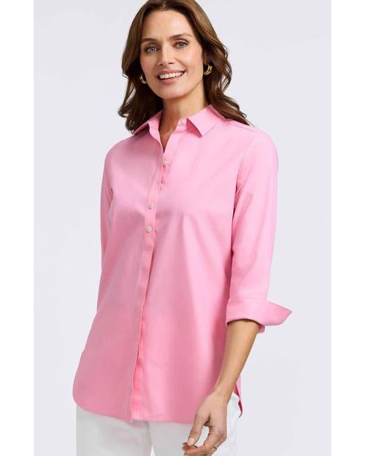 Foxcroft Pink Madison Popover Cotton Oxford Shirt