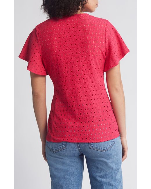Loveappella Red Eyelet Wrap Top
