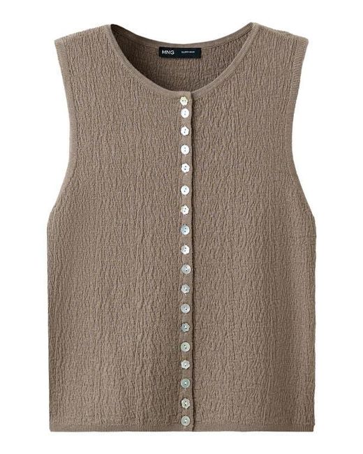Mango Brown Contrast Button-Up Tank