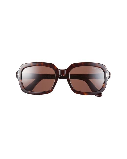 Tom Ford Brown Lana 53Mm Rectangular Sunglasses