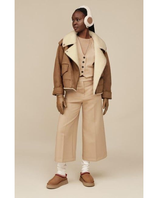 Ugg Brown Tazz Ii Genuine Shearling Lined Platform Slipper