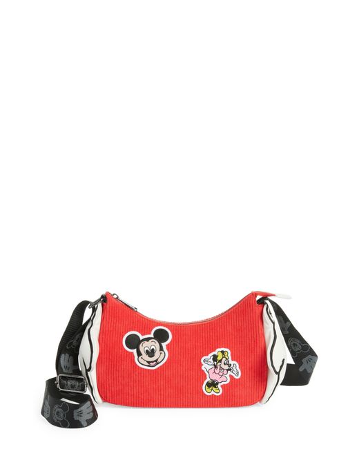Loungefly Red X Disney 100 Mickey & Minnie Corduroy Crossbody Bag