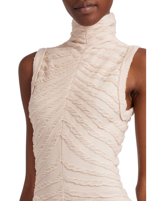 Alaïa Natural Sculpting Jacquard Knit Midi Dress