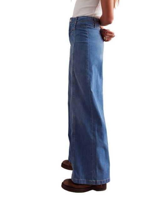 Free People Blue Libre Front Yoke Wide Leg Jeans