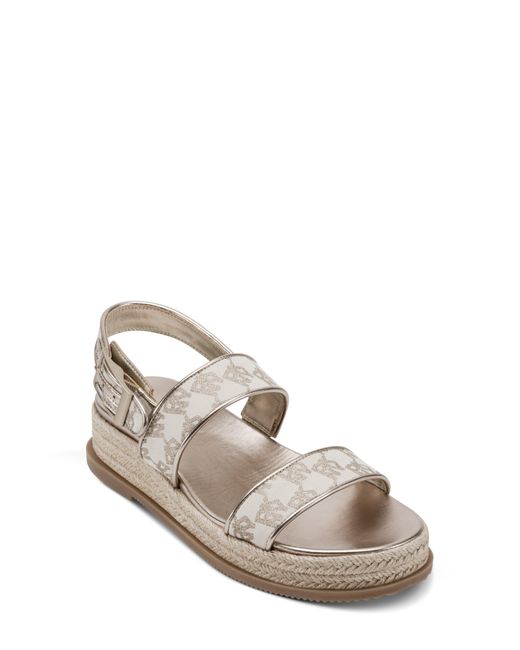 DKNY White Berris Slingback Platform Espadrille