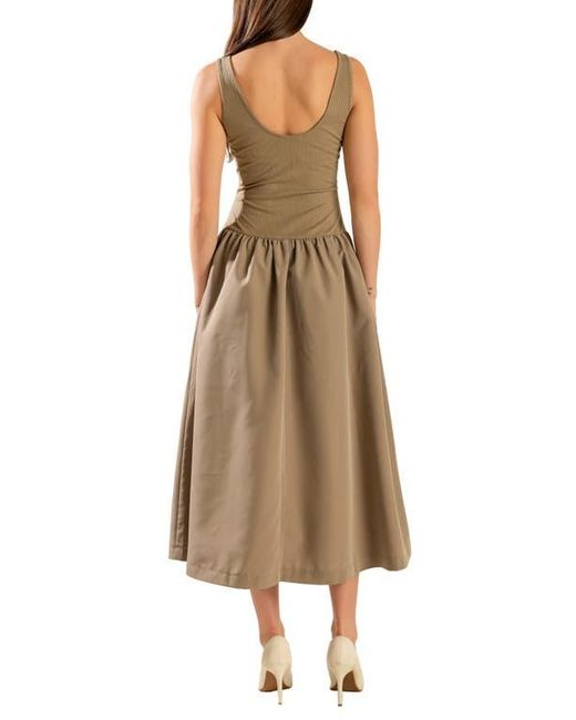 FREEMARKET Natural Sleeveless Mixed Media Maxi Dress