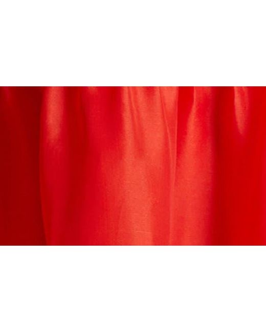 Khaite Red Wes Pintuck Sleeveless Shantung Organza Dress