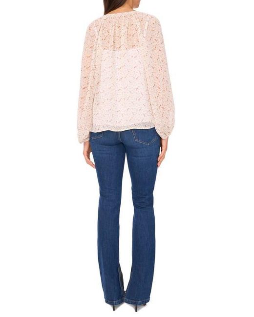 Vince Camuto Blue Abstract Print Long Sleeve Top