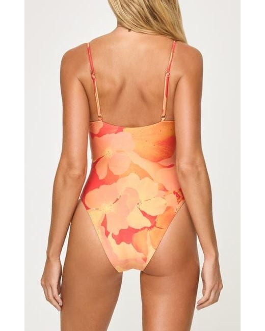 LSPACE Orange Piper Classic Keyhole One-Piece Swimsuit