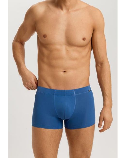 Hanro Blue Cotton Essentials 2-Pack Cotton Boxer Briefs With Covered Waistband for men