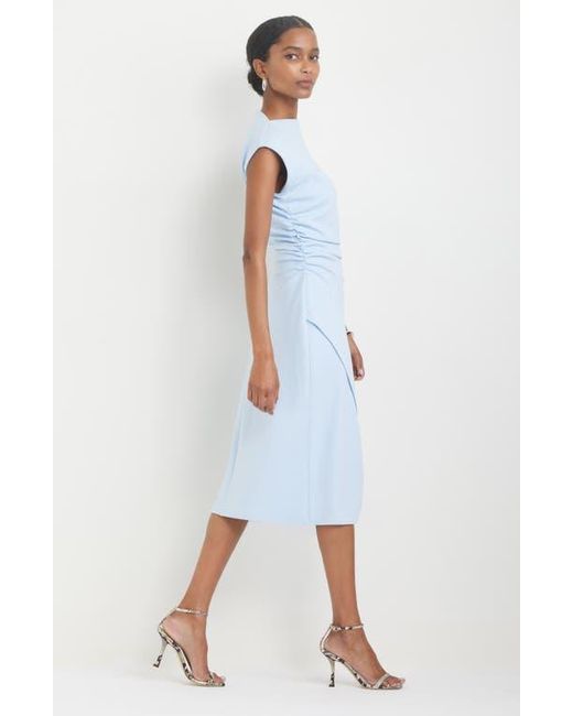 ruched funnel neck midi dress Nordstrom Ruched Funnel Neck Midi Dress in Blue Skyway at Nordstrom, Size Xx-Large