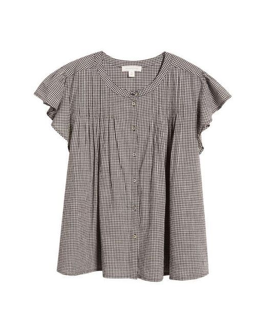 Treasure & Bond Gray Gingham Flutter Sleeve Button-Up Top