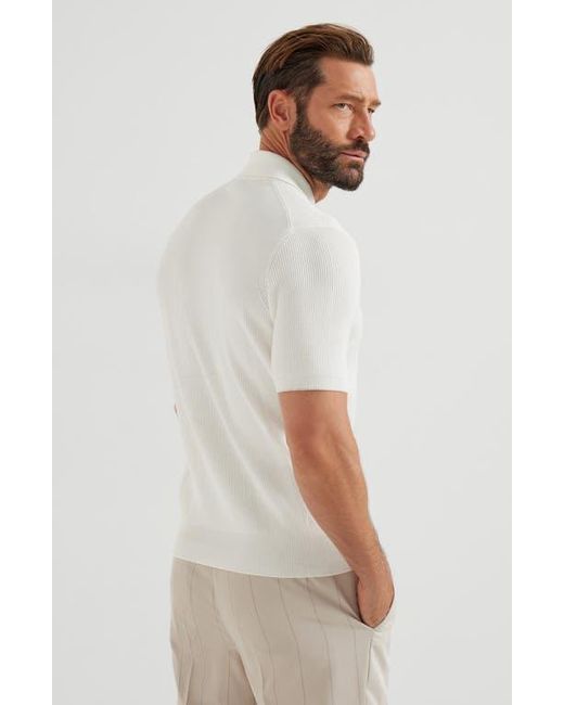 Brunello Cucinelli White English Rib Knit Sweater for men