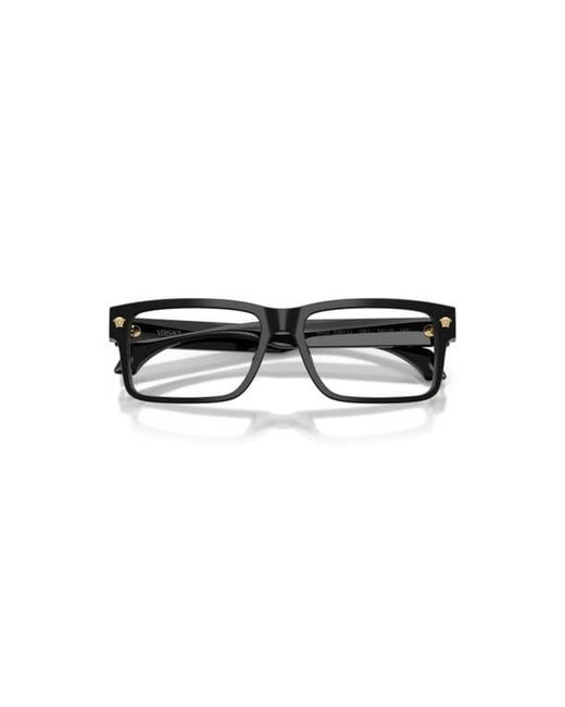 Versace Black 56Mm Rectangle Optical Glasses for men