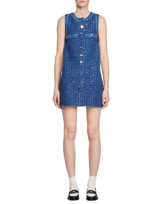 Sandro Palmare Sequin Tweed Shift Minidress in Blue | Lyst