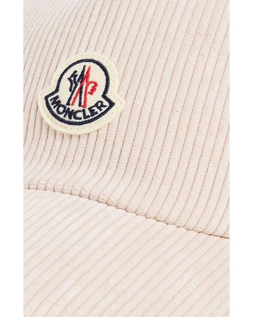 Moncler Natural Logo Patch Corduroy Baseball Cap