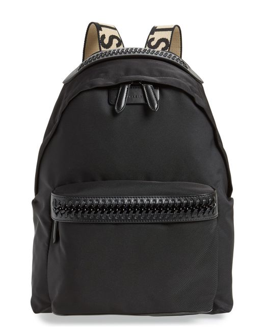 Stella McCartney Black Logo Strap Nylon Backpack