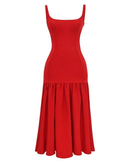 House Of Cb Red Amore Midi Dress