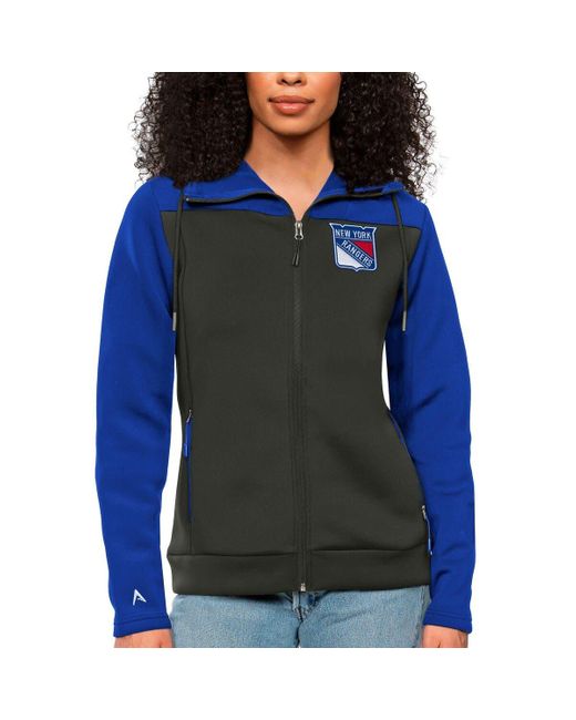 Antigua Blue /charcoal New York Rangers Protect Full-zip Hoodie At Nordstrom